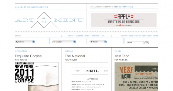 お洒落なレストランのメニューを見れるサイト「Art of the Menu」 - nanomal